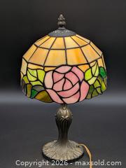 MaxSold Auction: Vintage Tiffany-Style Stained Glass Rose Desk Lamp #1 - Cobourg (Ontario, Canada) SELLER MANAGED Downsizing Online Auction - Division