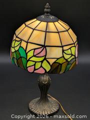 MaxSold Auction: Vintage Tiffany-Style Stained Glass Rose Desk Lamp #1 - Cobourg (Ontario, Canada) SELLER MANAGED Downsizing Online Auction - Division