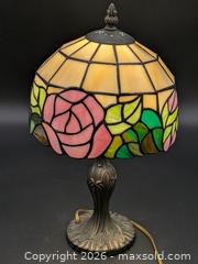 MaxSold Auction: Vintage Tiffany-Style Stained Glass Rose Desk Lamp #1 - Cobourg (Ontario, Canada) SELLER MANAGED Downsizing Online Auction - Division