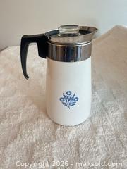 MaxSold Auction: CorningWare 9-Cup Percolator Coffee Pot Cornflower Pattern - Vancouver (British Columbia, Canada) SELLER MANAGED Estate Sale Online Auction - Laurel Street