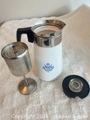 MaxSold Auction: CorningWare 9-Cup Percolator Coffee Pot Cornflower Pattern - Vancouver (British Columbia, Canada) SELLER MANAGED Estate Sale Online Auction - Laurel Street