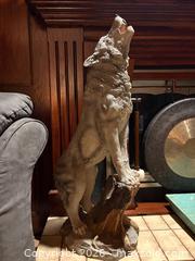 MaxSold Auction: Gray and Brown Resin Wolf Sculpture (30-42 in) - Calgary (Alberta, Canada) SELLER MANAGED Reseller Online Auction - McHugh Road Northeast