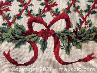 MaxSold Auction: Large Needlepoint Christmas Tree Skirt – Holly & Ribbon Design - West Windsor Township (New Jersey, USA) SELLER MANAGED Estate Sale Online Auction - Wilson Way South