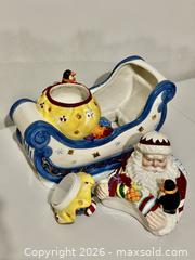 MaxSold Auction: Waterford Holiday Heirlooms Santa Sleigh – Large Hand?Painted Ceramic Centerpiece - West Windsor Township (New Jersey, USA) SELLER MANAGED Estate Sale Online Auction - Wilson Way South
