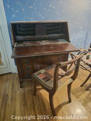 MaxSold Auction: Antique Solid Wood Secretary Desk with Chair, Dark Brown - Toronto (Ontario, Canada) PARTNER MANAGED Estate Sale Online Auction -  Saint Andrews Gardens