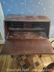 MaxSold Auction: Antique Solid Wood Secretary Desk with Chair, Dark Brown - Toronto (Ontario, Canada) PARTNER MANAGED Estate Sale Online Auction -  Saint Andrews Gardens
