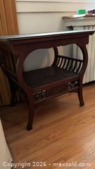 MaxSold Auction: Antique/Vintage Dark Brown Wood End Table with Magazine Rack - Toronto (Ontario, Canada) PARTNER MANAGED Estate Sale Online Auction -  Saint Andrews Gardens