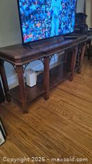 MaxSold Auction: Dark Mahogany Veneer Console Table TV Stand - Toronto (Ontario, Canada) PARTNER MANAGED Estate Sale Online Auction -  Saint Andrews Gardens