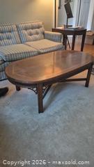 MaxSold Auction: Traditional Dark Brown Veneer Over Wood Coffee Table, 48" x 26" - Toronto (Ontario, Canada) PARTNER MANAGED Estate Sale Online Auction -  Saint Andrews Gardens