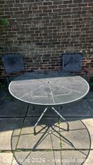 MaxSold Auction: Wrought Iron Patio Table and 2 Chairs Set, black/dark grey - Toronto (Ontario, Canada) PARTNER MANAGED Estate Sale Online Auction -  Saint Andrews Gardens
