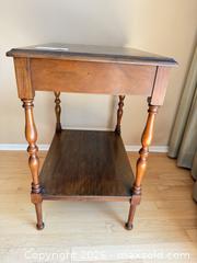 MaxSold Auction: Small Solid Wood Two-Tier End Table, Medium Brown - Oak Bay (British Columbia, Canada) PARTNER MANAGED Moving Online Auction - Plymouth Road
