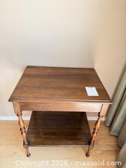 MaxSold Auction: Small Solid Wood Two-Tier End Table, Medium Brown - Oak Bay (British Columbia, Canada) PARTNER MANAGED Moving Online Auction - Plymouth Road