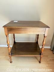 MaxSold Auction: Small Solid Wood Two-Tier End Table, Medium Brown - Oak Bay (British Columbia, Canada) PARTNER MANAGED Moving Online Auction - Plymouth Road