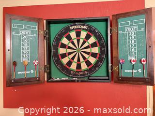 MaxSold Auction: Sportcraft Wall-Mounted Dartboard Cabinet Set - Oak Bay (British Columbia, Canada) PARTNER MANAGED Moving Online Auction - Plymouth Road