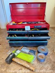 MaxSold Auction: Husky Portable Top Chest Toolbox, Red/Black (Medium) filled with an assortment of tools - Stratford (Ontario, Canada) PARTNER MANAGED Estate Sale Online Auction - Cawston Street (CONDO)