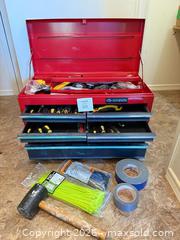 MaxSold Auction: Husky Portable Top Chest Toolbox, Red/Black (Medium) filled with an assortment of tools - Stratford (Ontario, Canada) PARTNER MANAGED Estate Sale Online Auction - Cawston Street (CONDO)
