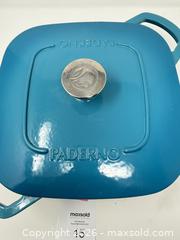 MaxSold Auction: Paderno 5 qt Blue/Teal Enameled Cast Iron Dutch Oven - Stratford (Ontario, Canada) PARTNER MANAGED Estate Sale Online Auction - Cawston Street (CONDO)