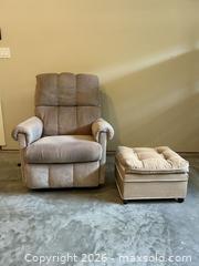 MaxSold Auction: La-Z-Boy Beige Fabric Recliner Chair with Ottoman - Saanich (British Columbia, Canada) PARTNER MANAGED Estate Sale Online Auction - Heatherdale Lane