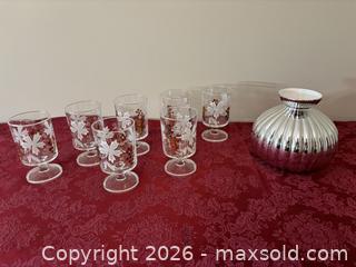 MaxSold Auction: Mixed Stemmed Cordial/Juice Glasses with Silver Ribbed Vase - Saanich (British Columbia, Canada) PARTNER MANAGED Estate Sale Online Auction - Heatherdale Lane