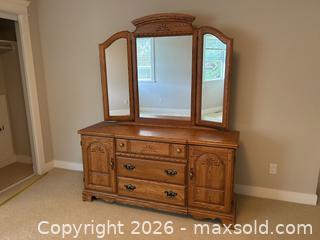 MaxSold Auction: Palliser Oak Dresser with Triple Mirror - Saanich (British Columbia, Canada) PARTNER MANAGED Estate Sale Online Auction - Heatherdale Lane