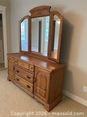 MaxSold Auction: Palliser Oak Dresser with Triple Mirror - Saanich (British Columbia, Canada) PARTNER MANAGED Estate Sale Online Auction - Heatherdale Lane