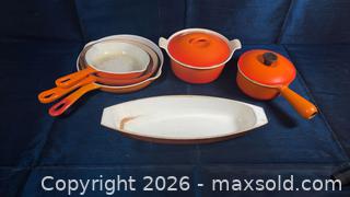 MaxSold Auction: Le Creuset Enameled Cast Iron Cookware Set, Orange/Cream - Beckwith (Ontario, Canada) SELLER MANAGED Downsizing Online Auction -  6th Line Beckwith