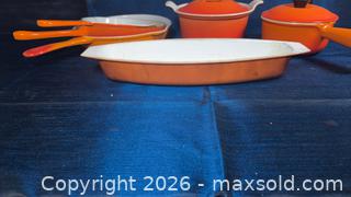 MaxSold Auction: Le Creuset Enameled Cast Iron Cookware Set, Orange/Cream - Beckwith (Ontario, Canada) SELLER MANAGED Downsizing Online Auction -  6th Line Beckwith