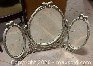 MaxSold Auction: Three-Panel Vintage Rococo Free-Standing Vanity Mirror - Beckwith (Ontario, Canada) SELLER MANAGED Downsizing Online Auction -  6th Line Beckwith