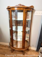 MaxSold Auction: Old Tiger Oak Curved Glass Curio China Cabinet - Fort Erie (Ontario, Canada) SELLER MANAGED Estate Sale Online Auction - Caribou Trail Ridgway
