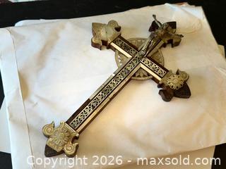 MaxSold Auction: Rare 19th Century Olive Wood + Mother of Pearl Crucifix Altar Cross  - Fort Erie (Ontario, Canada) SELLER MANAGED Estate Sale Online Auction - Caribou Trail Ridgway
