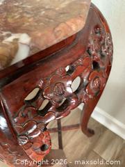 MaxSold Auction: Japanese-Style Octagonal Marble Top Plant Stand with Wooden Base - Jacksonville (Florida, USA) SELLER MANAGED Downsizing Online Auction - Spanish Marsh Court