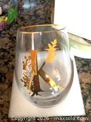 MaxSold Auction: onebttl Stemless Wine Glass with Gold Rim & Monogram - Jacksonville (Florida, USA) SELLER MANAGED Downsizing Online Auction - Spanish Marsh Court