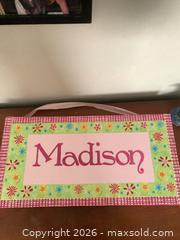 MaxSold Auction: Personalized Embroidered Madison Wall Sign, 22 x 11 in - Jacksonville (Florida, USA) SELLER MANAGED Downsizing Online Auction - Spanish Marsh Court