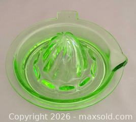 MaxSold Auction: Green Uranium Vaseline Depression Glass Citrus Juicer - Saanich (British Columbia, Canada) SELLER MANAGED Downsizing Online Auction - Carey Rd.