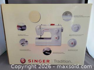 MaxSold Auction: Singer Tradition 2250 Sewing Machine, White with Red Accents - Saanich (British Columbia, Canada) SELLER MANAGED Downsizing Online Auction - Carey Rd.