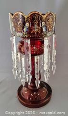 MaxSold Auction: Victorian Crystal Hand-Painted Ruby Cranberry Glass Lustre - Saanich (British Columbia, Canada) SELLER MANAGED Downsizing Online Auction - Carey Rd.