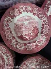 MaxSold Auction: Enoch Wedgwood Lochs of Scotland Red/Pink Transferware Rimmed Soup Bowls & Plates - Hatboro (Pennsylvania, USA) PARTNER MANAGED Estate Sale Online Auction - Jacksonville Road