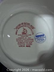 MaxSold Auction: Enoch Wedgwood Lochs of Scotland Red/Pink Transferware Rimmed Soup Bowls & Plates - Hatboro (Pennsylvania, USA) PARTNER MANAGED Estate Sale Online Auction - Jacksonville Road
