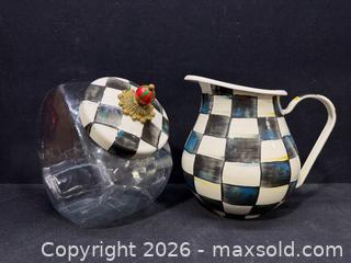 MaxSold Auction: Mackenzie-Childs Courtly Check Ceramic Pitcher / Jug - Hatboro (Pennsylvania, USA) PARTNER MANAGED Estate Sale Online Auction - Jacksonville Road