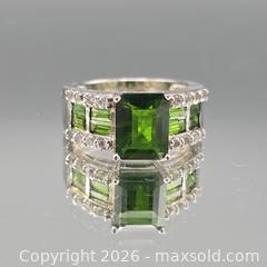 MaxSold Auction: Sterling Silver Emerald-Cut Green Gemstone Cocktail Ring - Hatboro (Pennsylvania, USA) PARTNER MANAGED Estate Sale Online Auction - Jacksonville Road