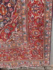 MaxSold Auction: Persian Hand-Knotted Wool Area Rug — Red, Navy & Ivory - Esquimalt (British Columbia, Canada) SELLER MANAGED Reseller Online Auction - Carlton Terrace