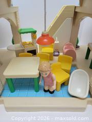 MaxSold Auction: Vintage 1989 Little Tikes Place Blue Roof Dollhouse with Furniture- incomplete  - Irondequoit (New York, USA) SELLER MANAGED Downsizing Online Auction - Minocqua Drive