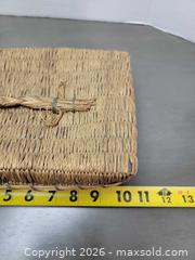 MaxSold Auction: Vintage "Happiness Candies" Hand-Woven Straw Gift Basket and Pressed Glass Candy Dishes-2 - Irondequoit (New York, USA) SELLER MANAGED Downsizing Online Auction - Minocqua Drive
