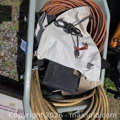 MaxSold Auction: Ames Easy Roller Garden Cart with Assorted Tools & Cords - Stevensville (Maryland, USA) PARTNER MANAGED Downsizing Online Auction - Old Love Point Road