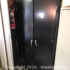 MaxSold Auction: Black Metal Two-Door Storage Cabinet, Tall - Stevensville (Maryland, USA) PARTNER MANAGED Downsizing Online Auction - Old Love Point Road