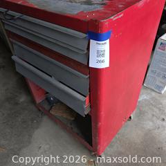 MaxSold Auction: Red & Gray Steel Rolling Tool Cabinet, 4 Drawers, Open Shelf - Stevensville (Maryland, USA) PARTNER MANAGED Downsizing Online Auction - Old Love Point Road