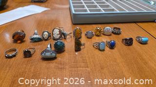 MaxSold Auction: Lot of Sterling Silver Rings with Turquoise, Cameo & Gemstones - Pembroke (Ontario, Canada) PARTNER MANAGED Downsizing Online Auction - Ellis Avenue