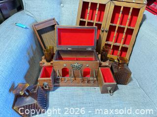 MaxSold Auction: Vintage Wood Liquor/Decanter Cabinet with Amber Glassware - Cambridge (Ontario, Canada) SELLER MANAGED Estate Sale Online Auction - Newport Drive