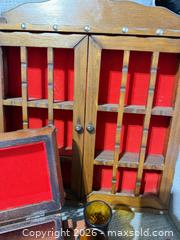 MaxSold Auction: Vintage Wood Liquor/Decanter Cabinet with Amber Glassware - Cambridge (Ontario, Canada) SELLER MANAGED Estate Sale Online Auction - Newport Drive
