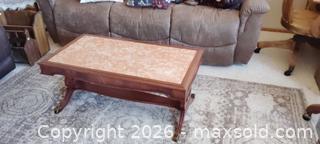 MaxSold Auction: Antique-Style Marble Top Coffee Table with Wood Frame - Bailey (Colorado, USA) SELLER MANAGED Estate Sale Online Auction - Badger Lane